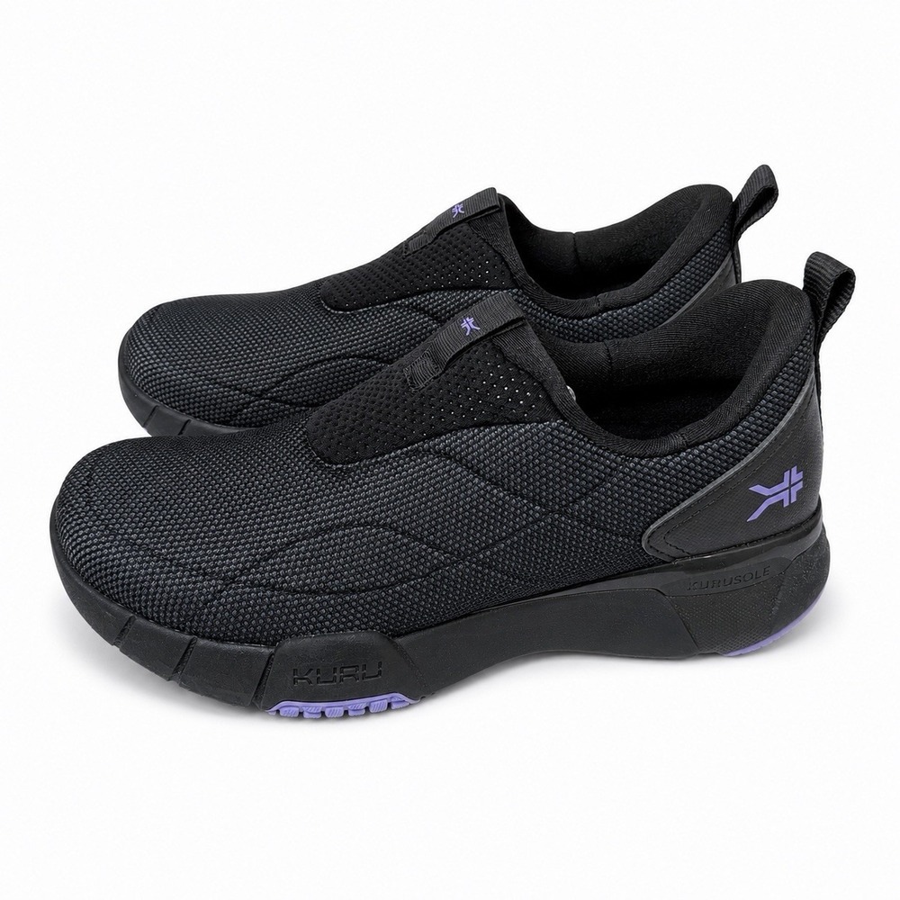 KURU Quantum 2 Slip-On Jet Black Purple Women's Size 10 Walking Comfort Shoes